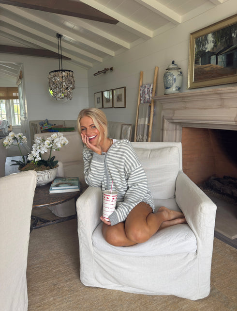 Club Cutie Zip-Up // Grey Stripe *RESTOCKED*