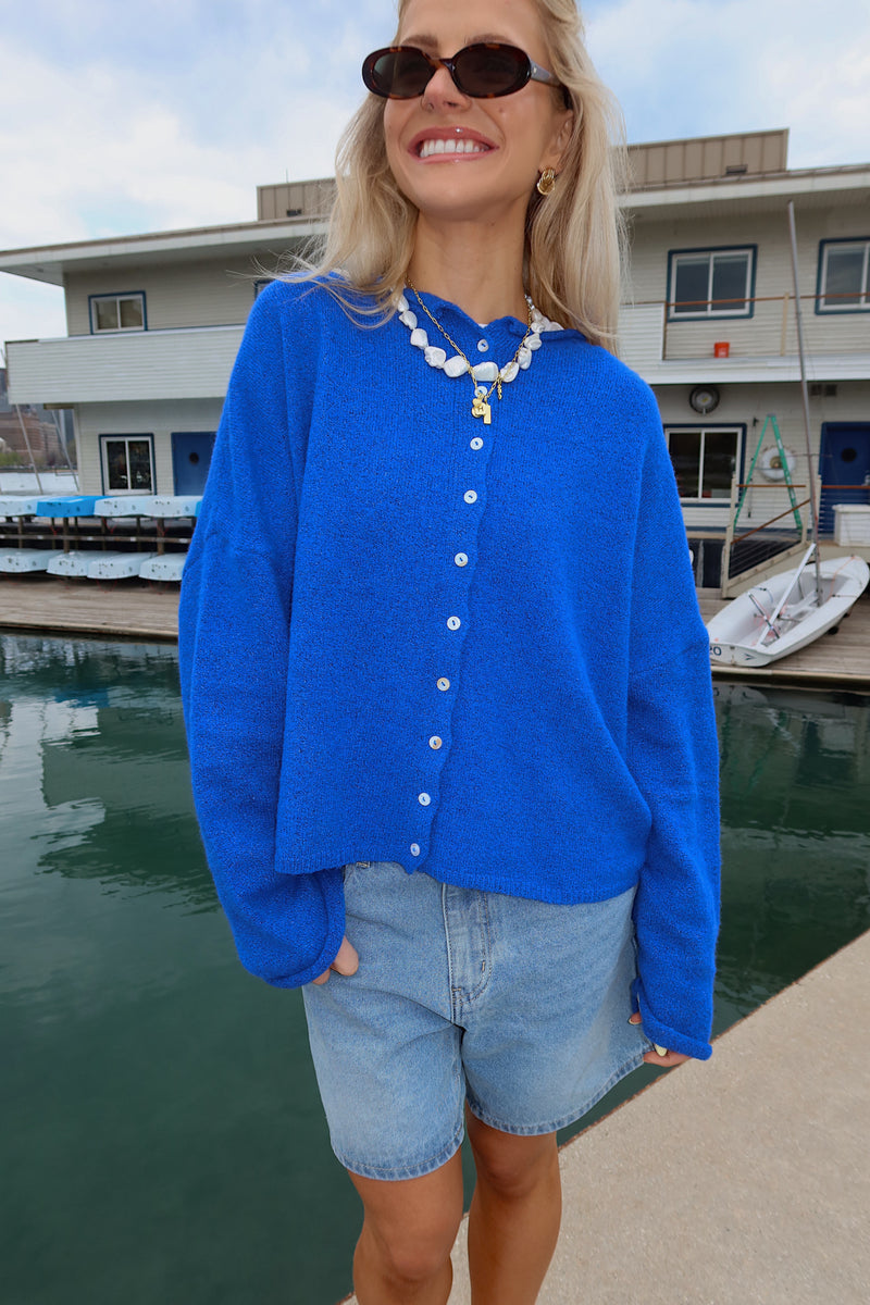 Coco Cutie Cardigan // Cobalt *PREORDER* – Coco McCall Shop Coco Cutie Cardigan // Cobalt *PREORDER* – Coco McCall Shop
