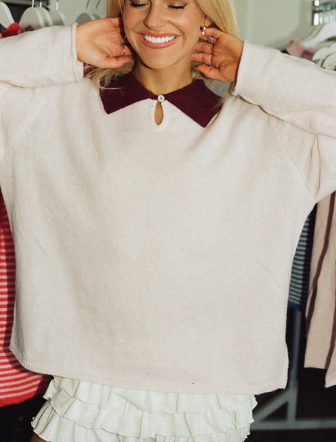 Classic Cutie Polo // Pale Pink + Berry *COCO EXCLUSIVE*