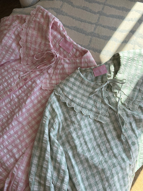 Honey Honey Top // Sea Gingham