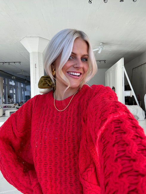 Mistletoe Magic Sweater // Red