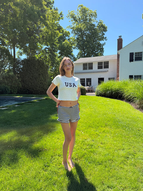 Girls Club Short // Navy Stripe