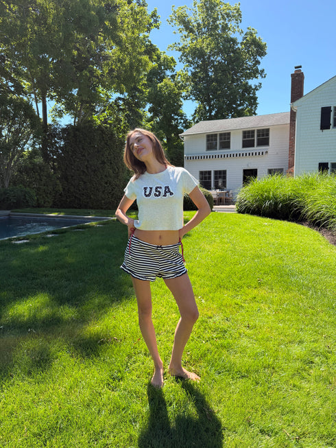 Girls Club Short // Navy Stripe