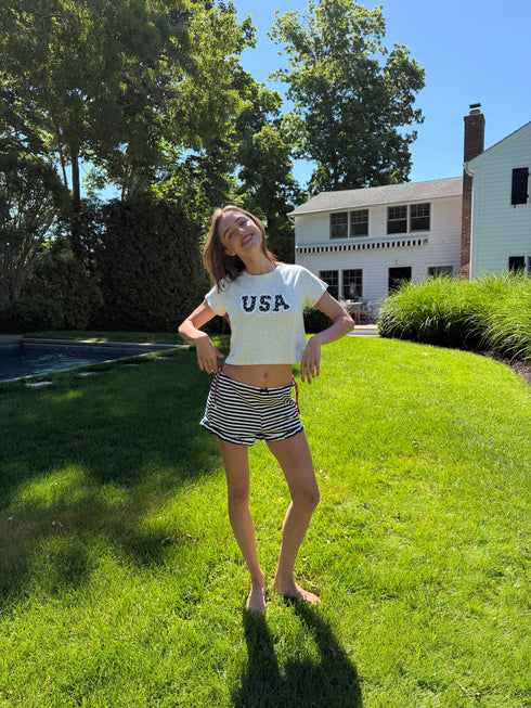 Girls Club Short // Navy Stripe