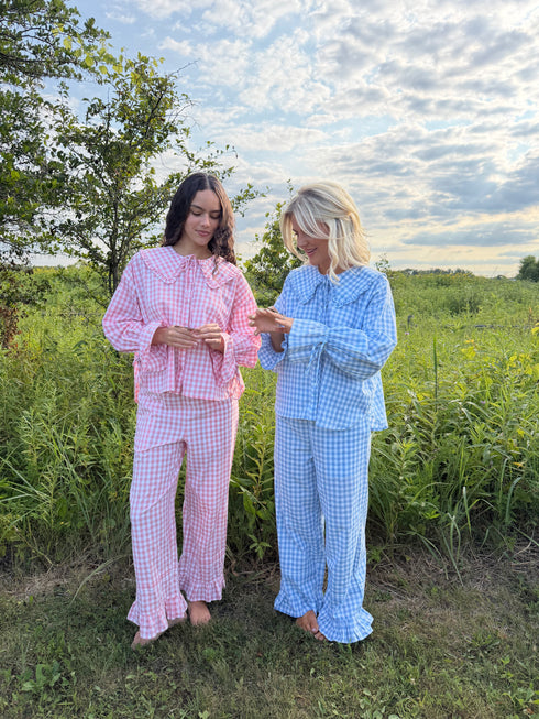 Bea Gingham Pant // Peony