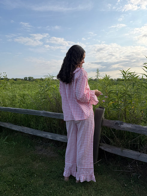 Bea Gingham Pant // Peony