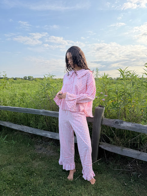 Bea Gingham Pant // Peony