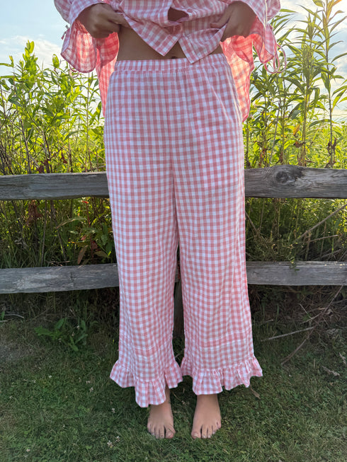 Bea Gingham Pant // Peony