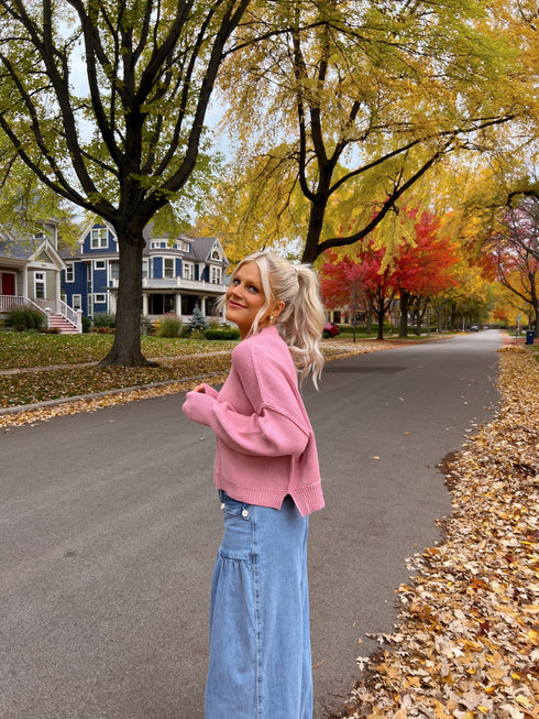 Stay Rosy Ribbed Sweater