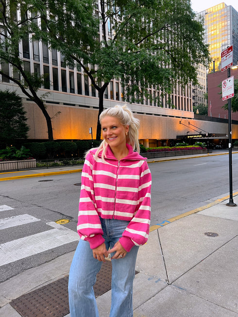 Boyish Babe Striped Pullover// Pink