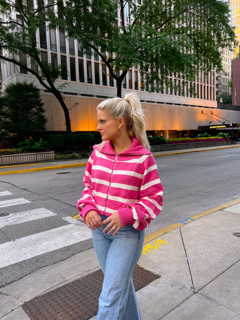 Boyish Babe Striped Pullover// Pink