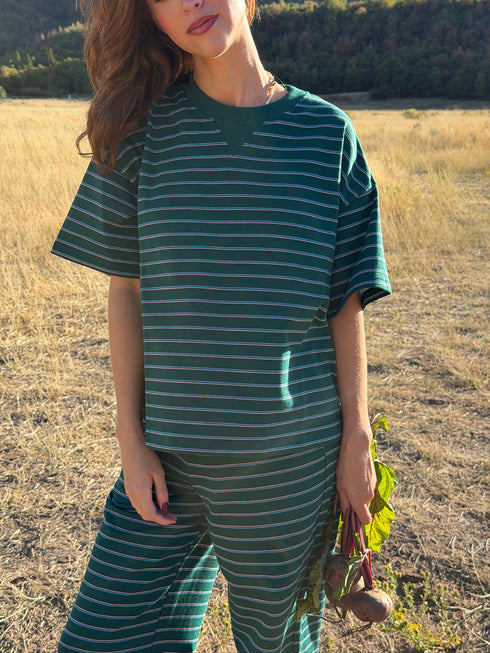 Upstate Striped Tee // Forest