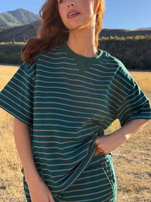 Upstate Striped Tee // Forest