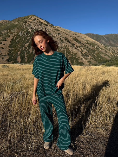 Upstate Striped Tee // Forest