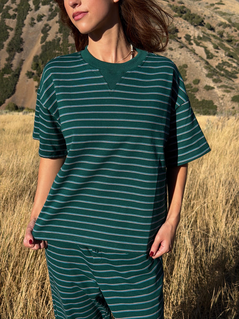 Upstate Striped Tee // Forest