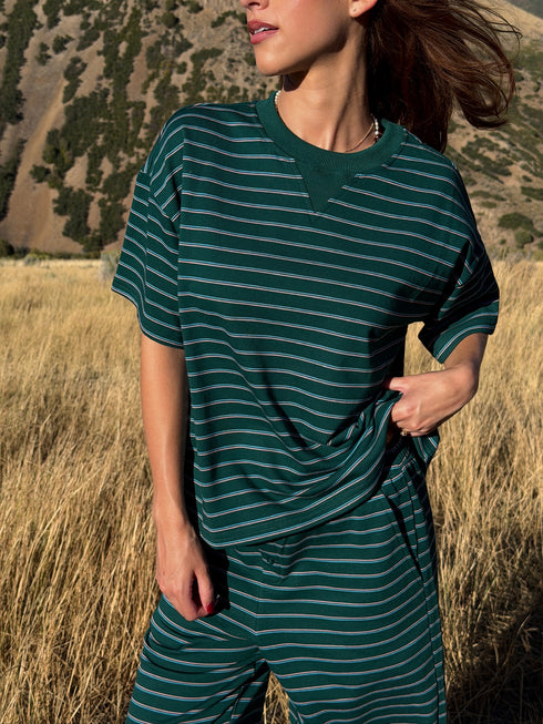 Upstate Striped Tee // Forest