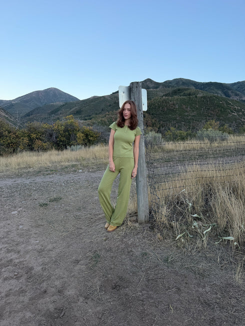 Everyday Pointelle Top // Sage