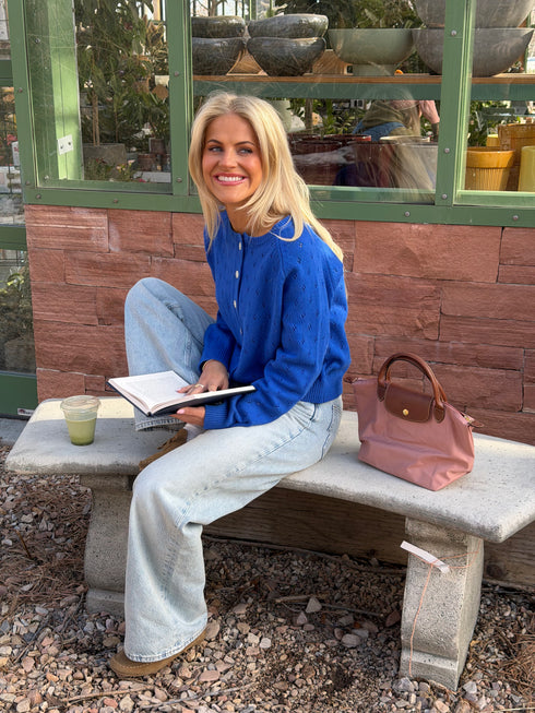 Posie Pointelle Cardigan // Royal