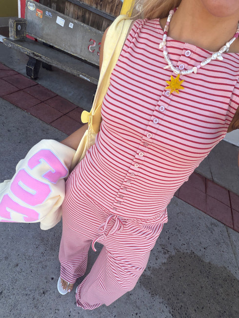 Breezy Stripes Tank // Strawberry