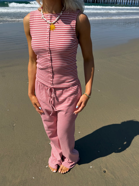 Breezy Stripes Tank // Strawberry
