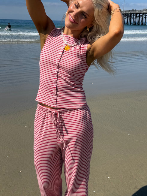 Breezy Stripes Tank // Strawberry