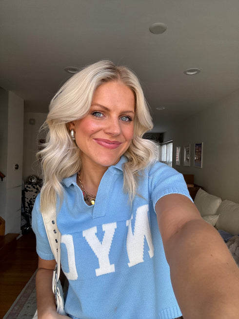 Game, Set, Match Knit Top // Sky Blue