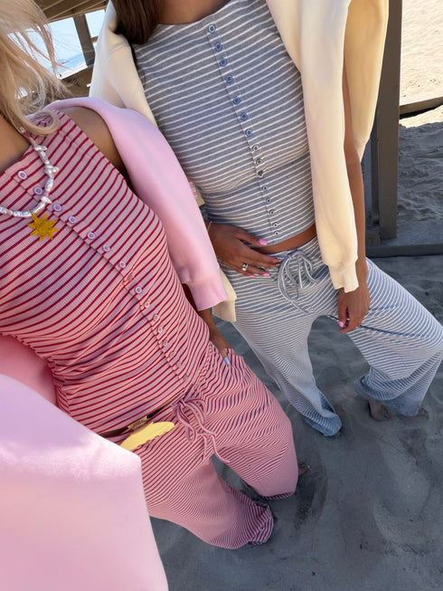 Breezy Stripes Pant // Strawberry