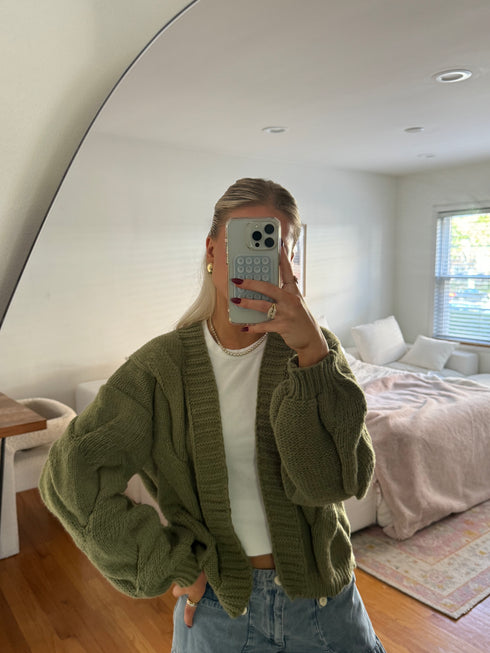 Olive You Cable Cardigan