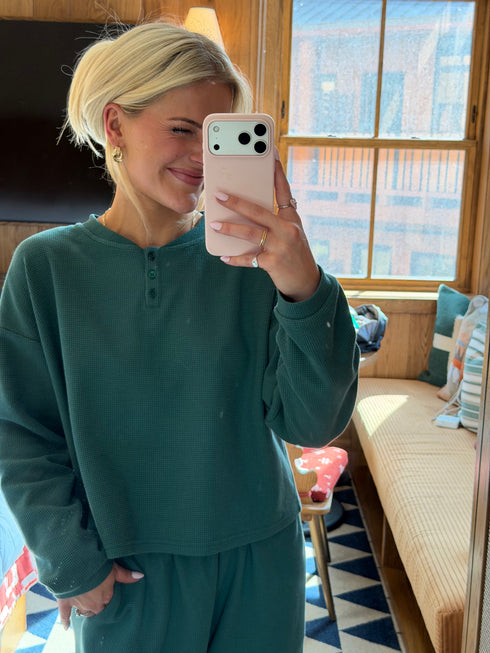 Weekend Waffle Pullover // Evergreen *PREORDER 10/23*