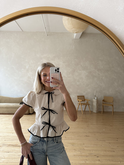 Tea Time Bow Top // Cream