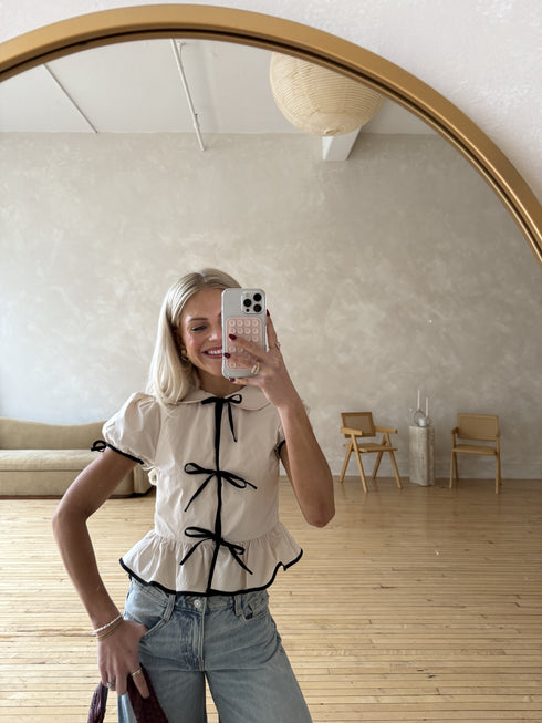 Tea Time Bow Top // Cream