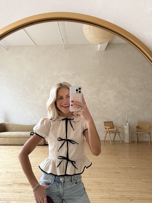 Tea Time Bow Top // Cream