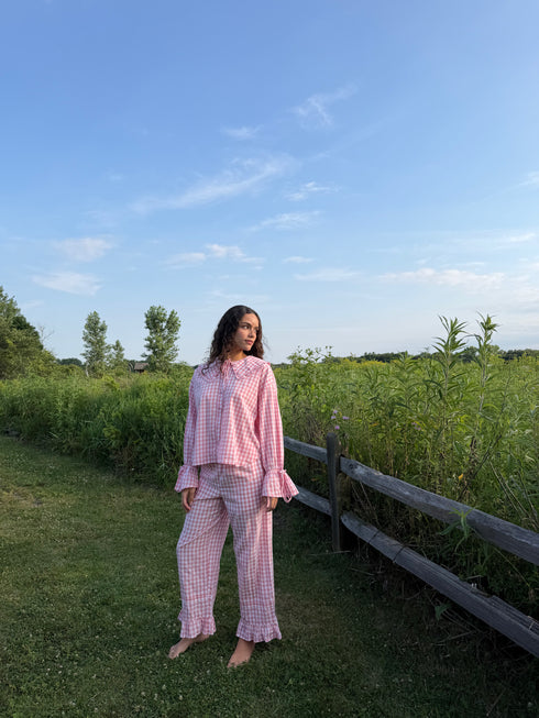 Bea Gingham Pant // Peony