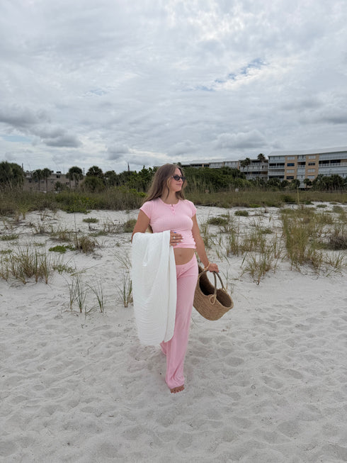 Sunrise Pointelle Pant // Baby Pink