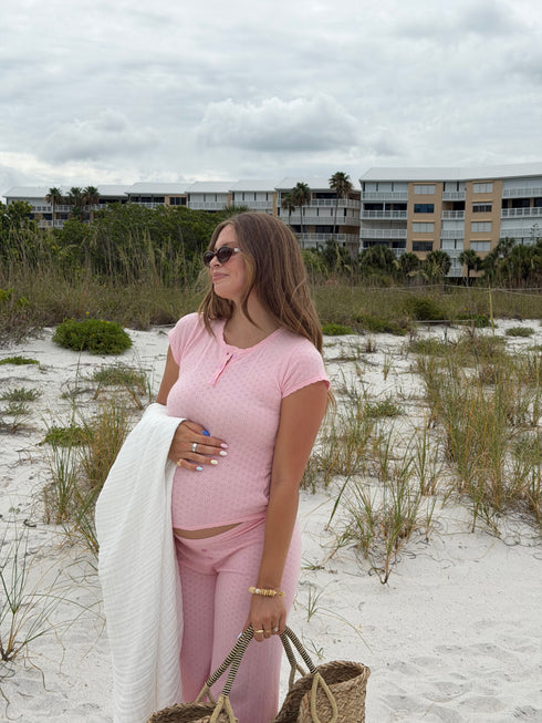 Sunrise Pointelle Tee // Baby Pink