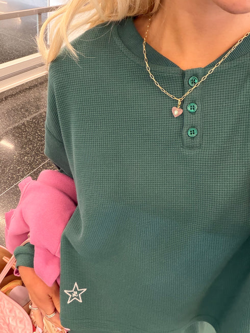 Weekend Waffle Pullover // Evergreen *PREORDER 10/23*