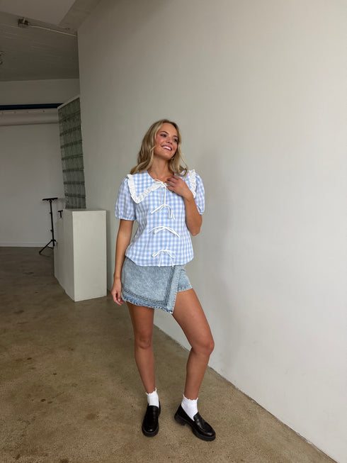 Cottage Top // Blue Gingham