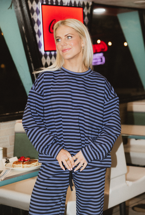 Breakfast Club Pullover // Midnight Stripe