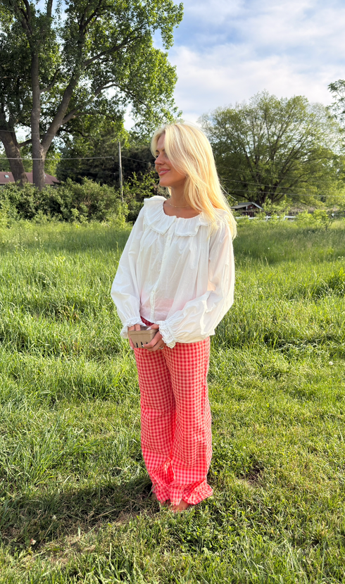 Gingham Girl Pant // Coral