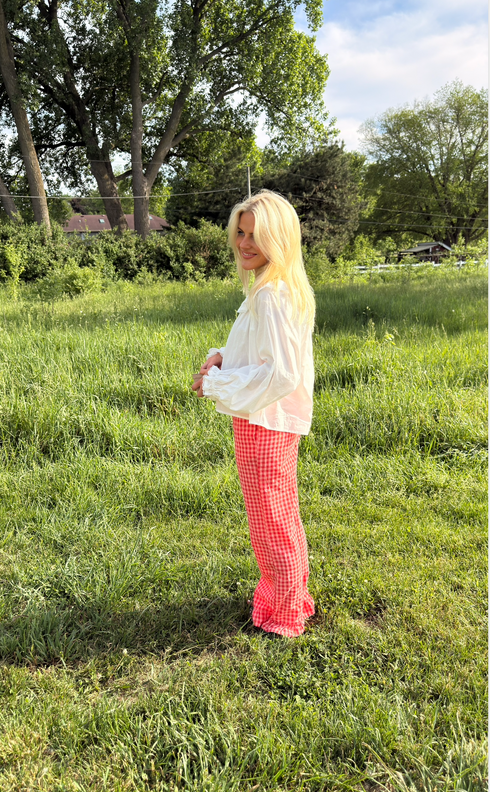 Gingham Girl Pant // Coral