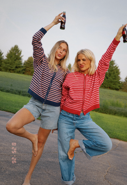 Club Cutie Zip-Up // Denim-Pink