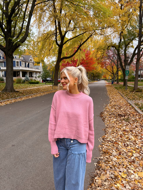 Stay Rosy Ribbed Sweater
