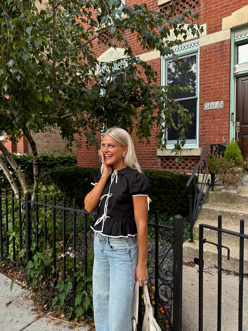 Tea Time Bow Top // Black