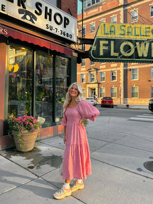 Lillies Love Midi Dress// Pink