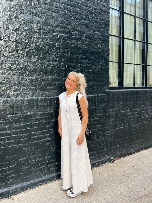 The Bowie Checkered Jumpsuit // Ivory *RESTOCKED*