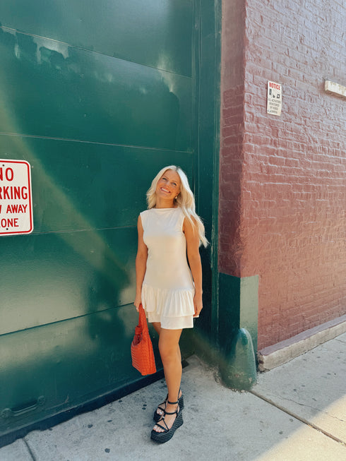 Let's Go Girls Dress// Cream