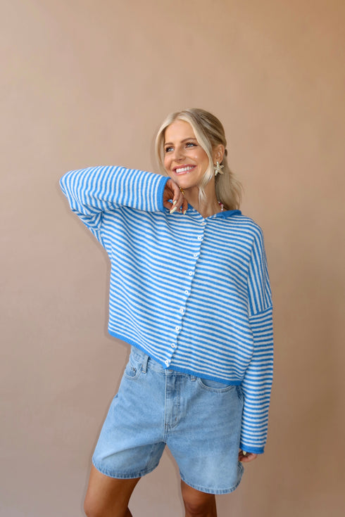 Coco Cutie Cardigan // Blue Stripe