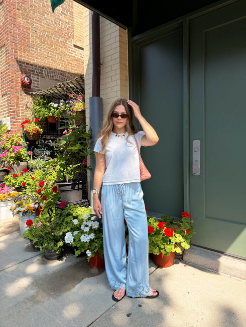 Sol Satin Pant // Sky