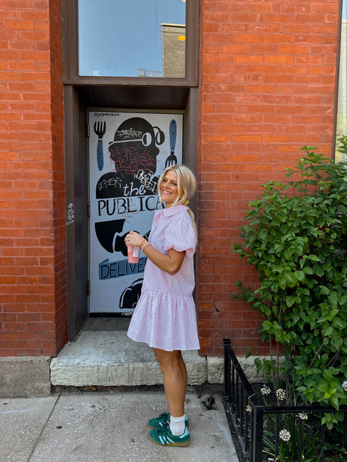 Stevie Striped Dress// Pink