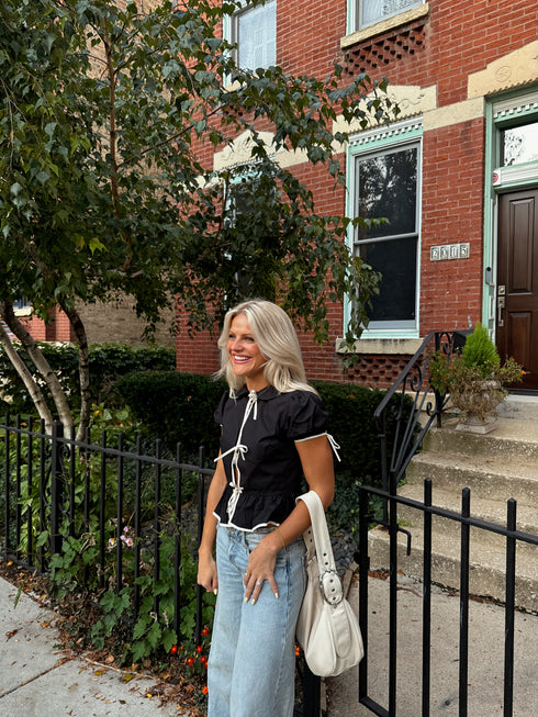 Tea Time Bow Top // Black
